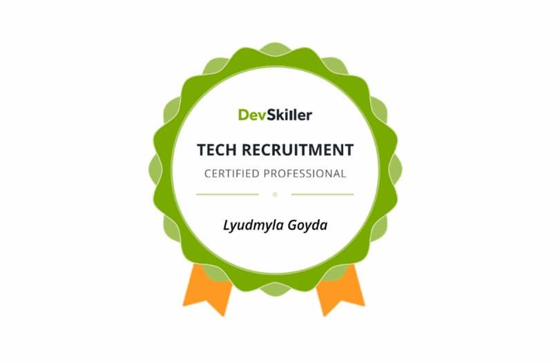 Сертифікат DevSkiller "Tech Recruitment” Certificate